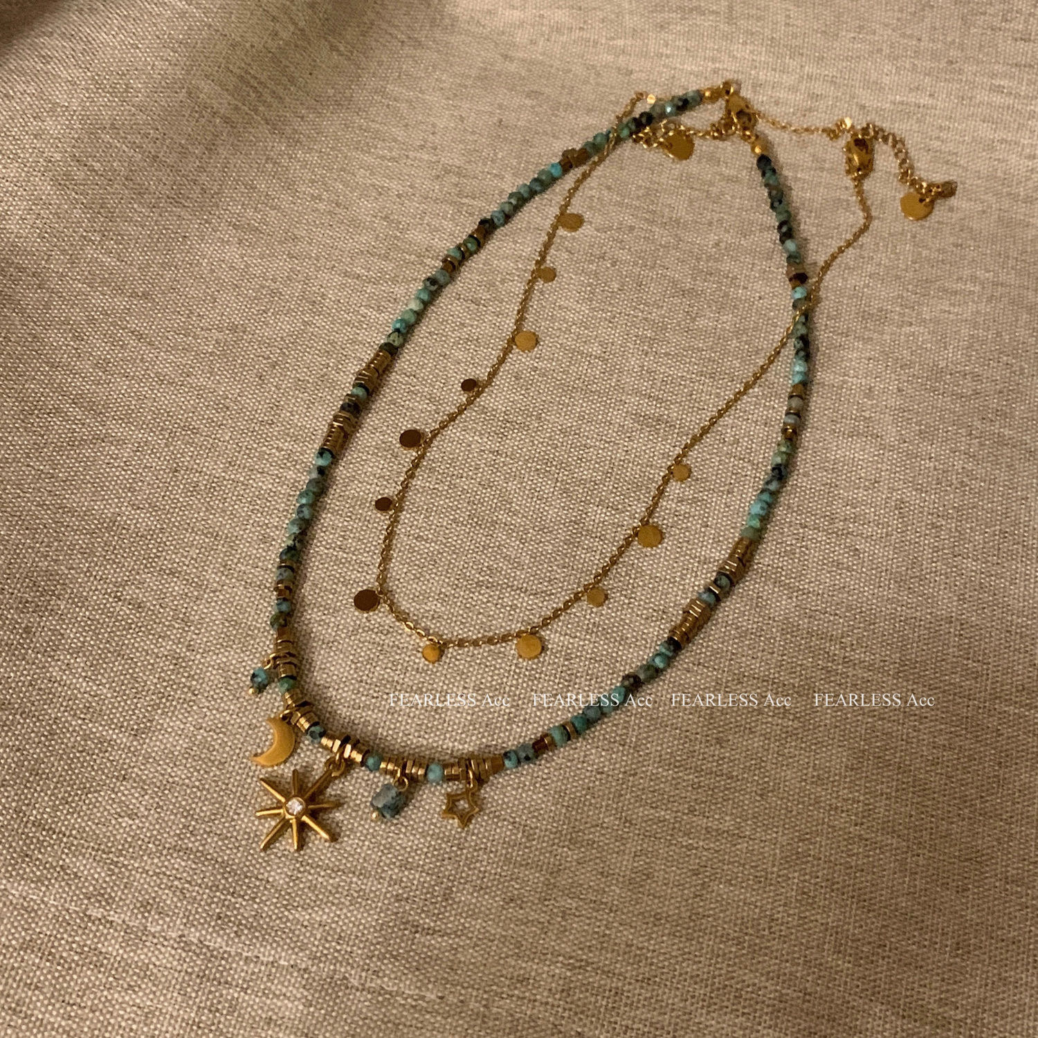 Bohemian Beaded Necklace, Layered, Sunflower Design