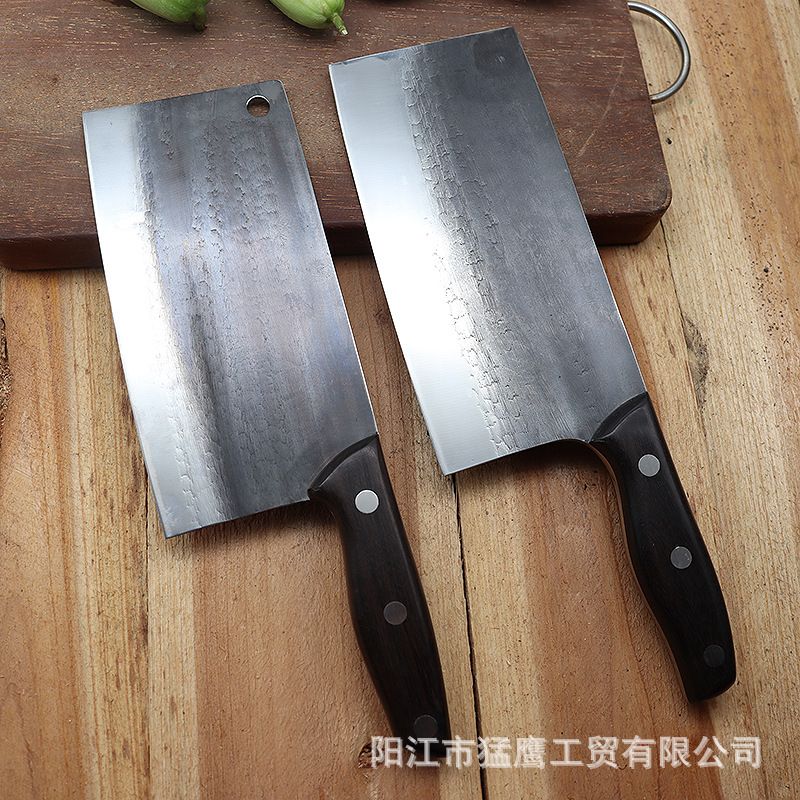 Kitchen knife set, hand-forged, stainless steel, wooden handle