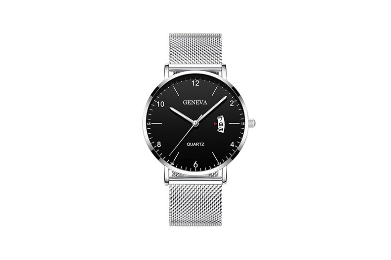 Men's quartz watch, luminous dial, mesh or leather strap