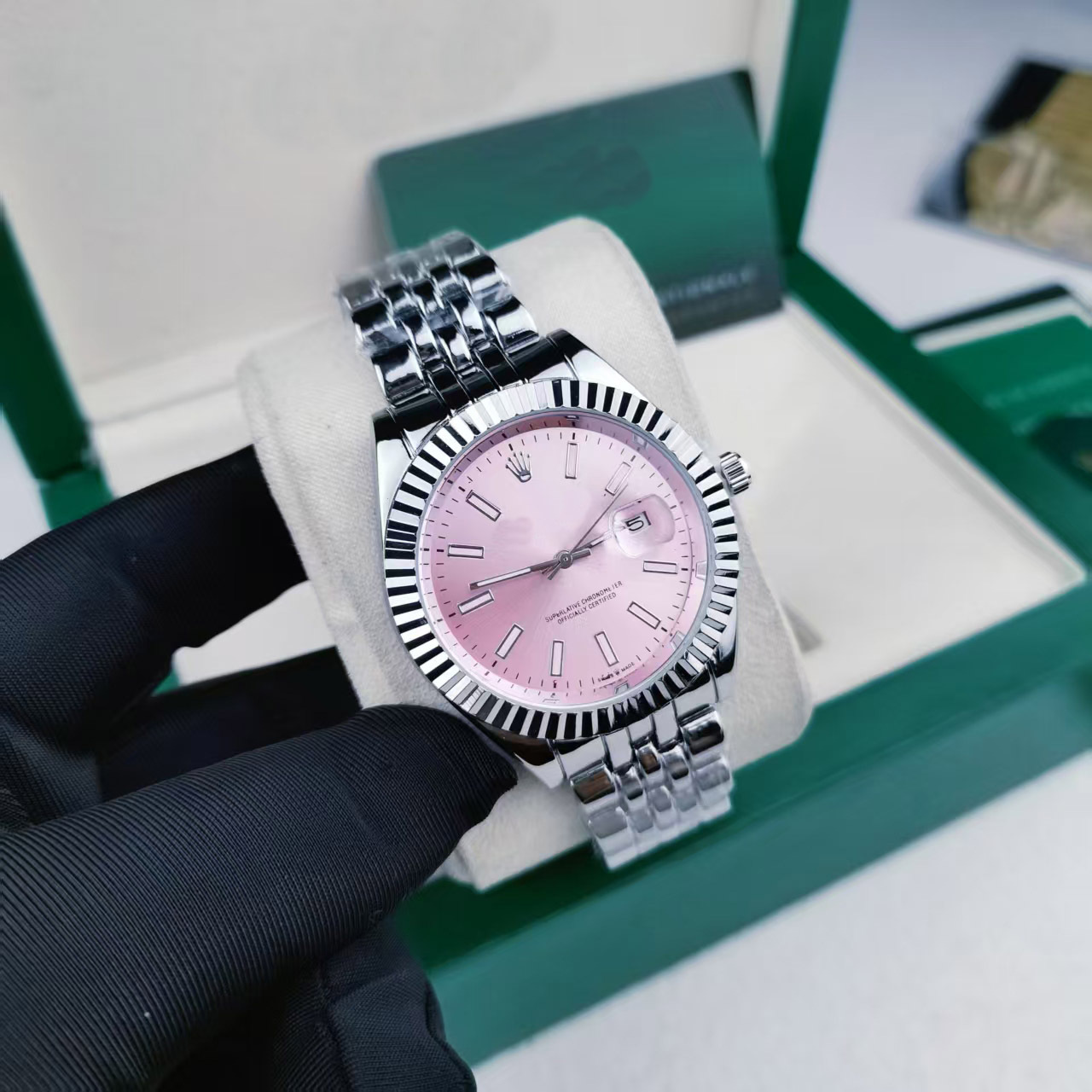 Erkek kuvars saat, 41mm, paslanmaz çelik, su geçirmez, aydınlık