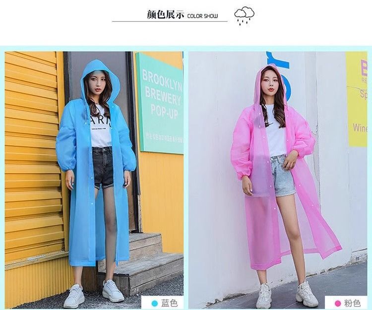 Reusable one-piece raincoat, long style, for cycling