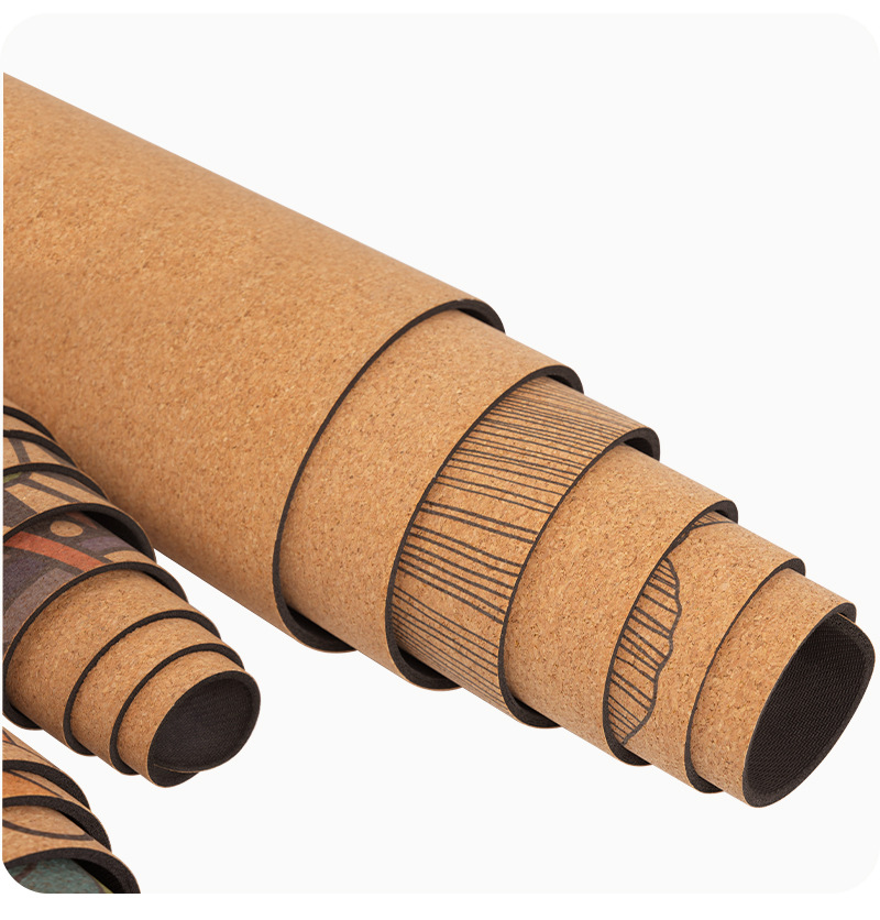Natural cork rubber yoga mat, 4.5mm, non-slip, extra wide