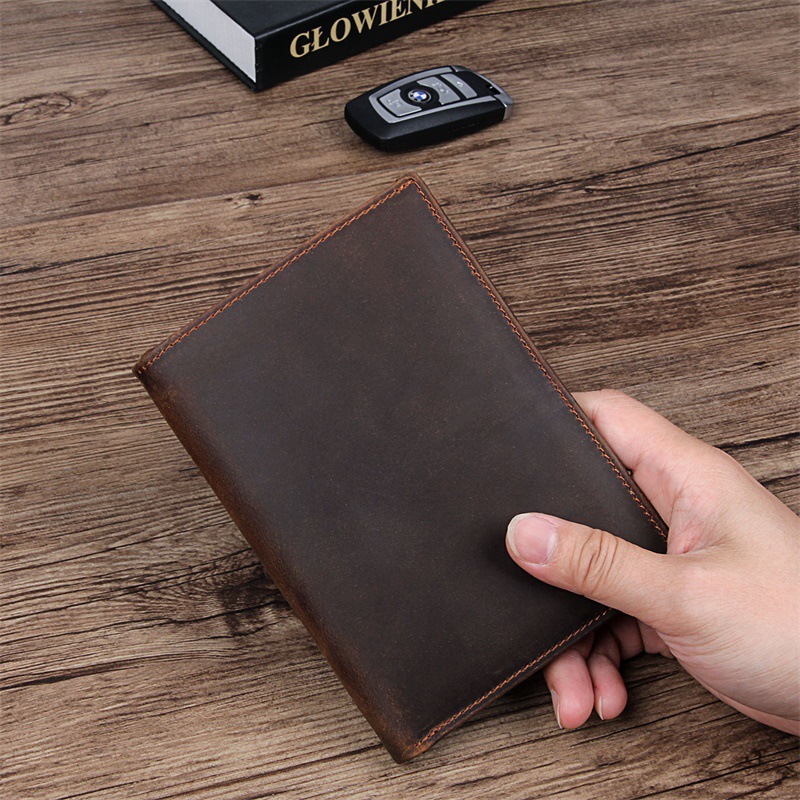 Deri Pasaport Çantası Retro Çok Kartlı RFID Koruması