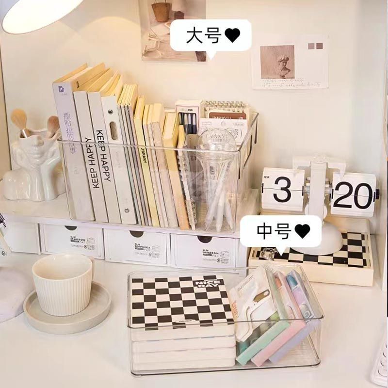 Acrylic desktop storage box, transparent, for cosmetics and skincare