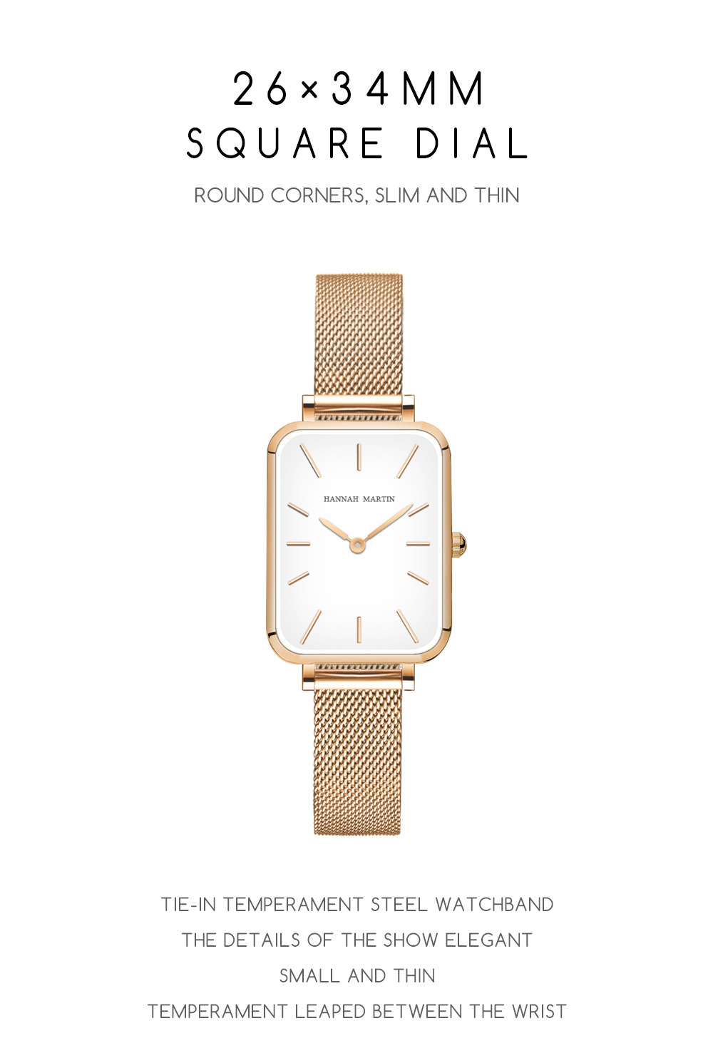 Waterproof Square Dial Watch, Japanese Movement