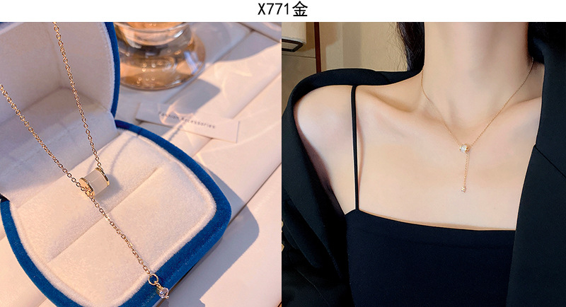 Titangold Damenkette mit Perlenkette