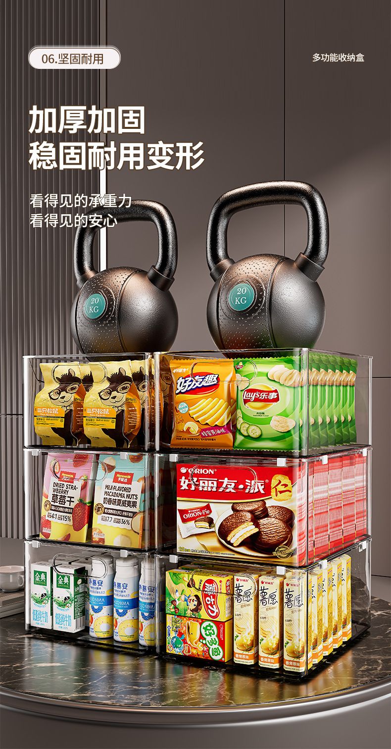 透明杂物收纳筐家用橱柜零食玩具置物篮长方形塑料桌面储物收纳盒