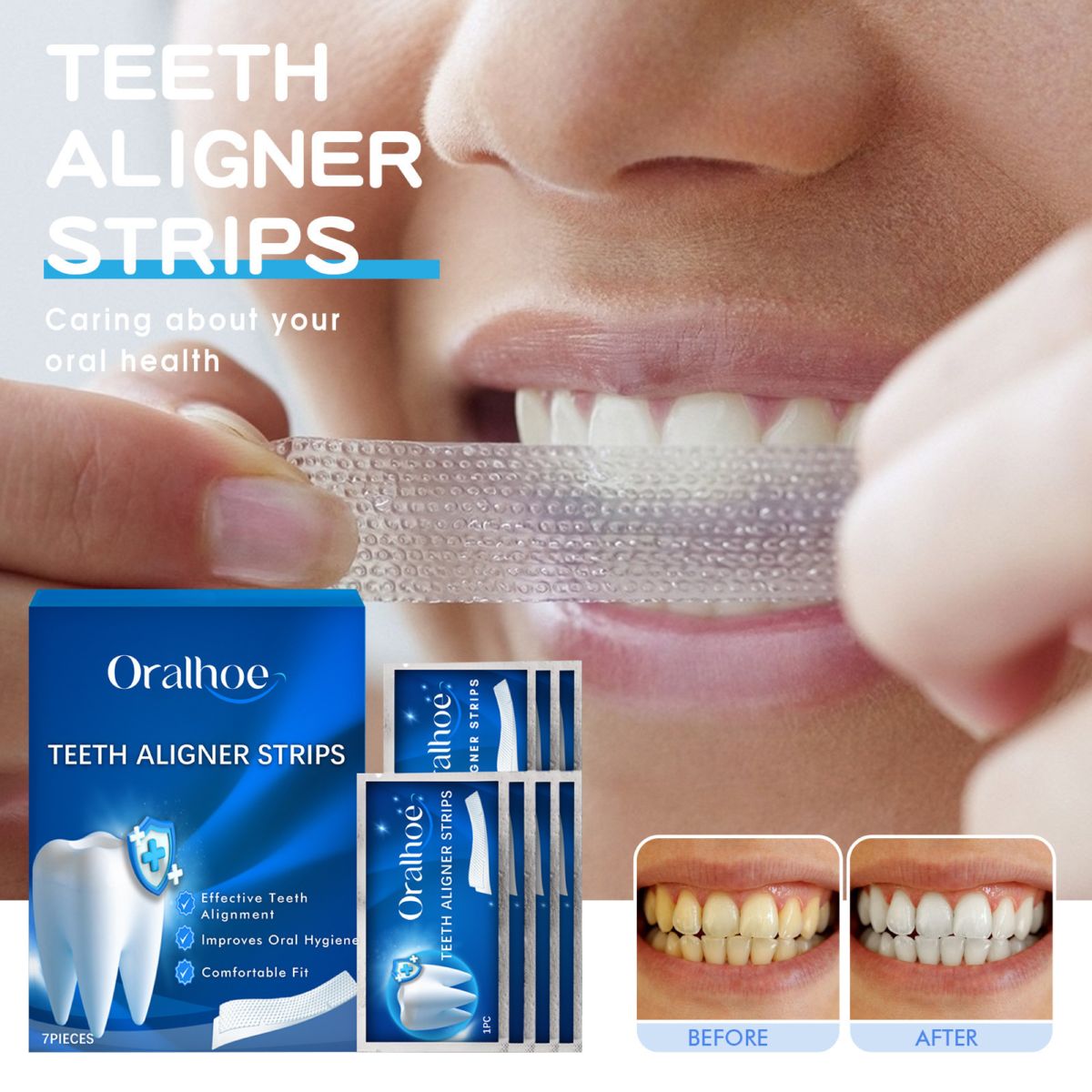 ORALHOE teeth whitening strips with plaque removal