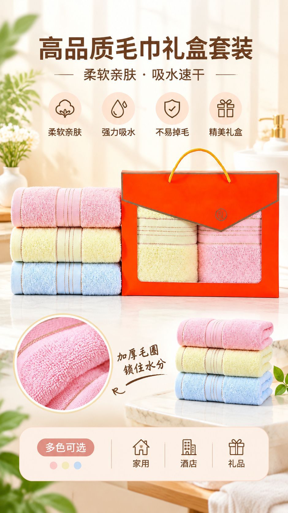 Cotton towel gift box set, 100% cotton, weddings and special occasions