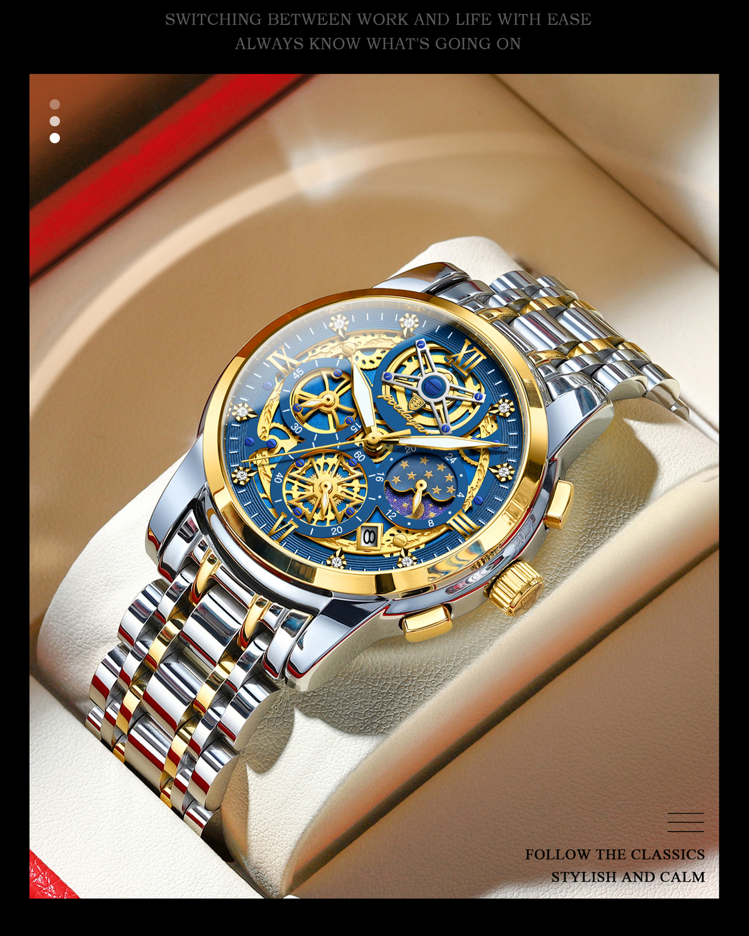 Herrenuhr Luxus, Hohlkammeroptik, wasserdicht, Quarz