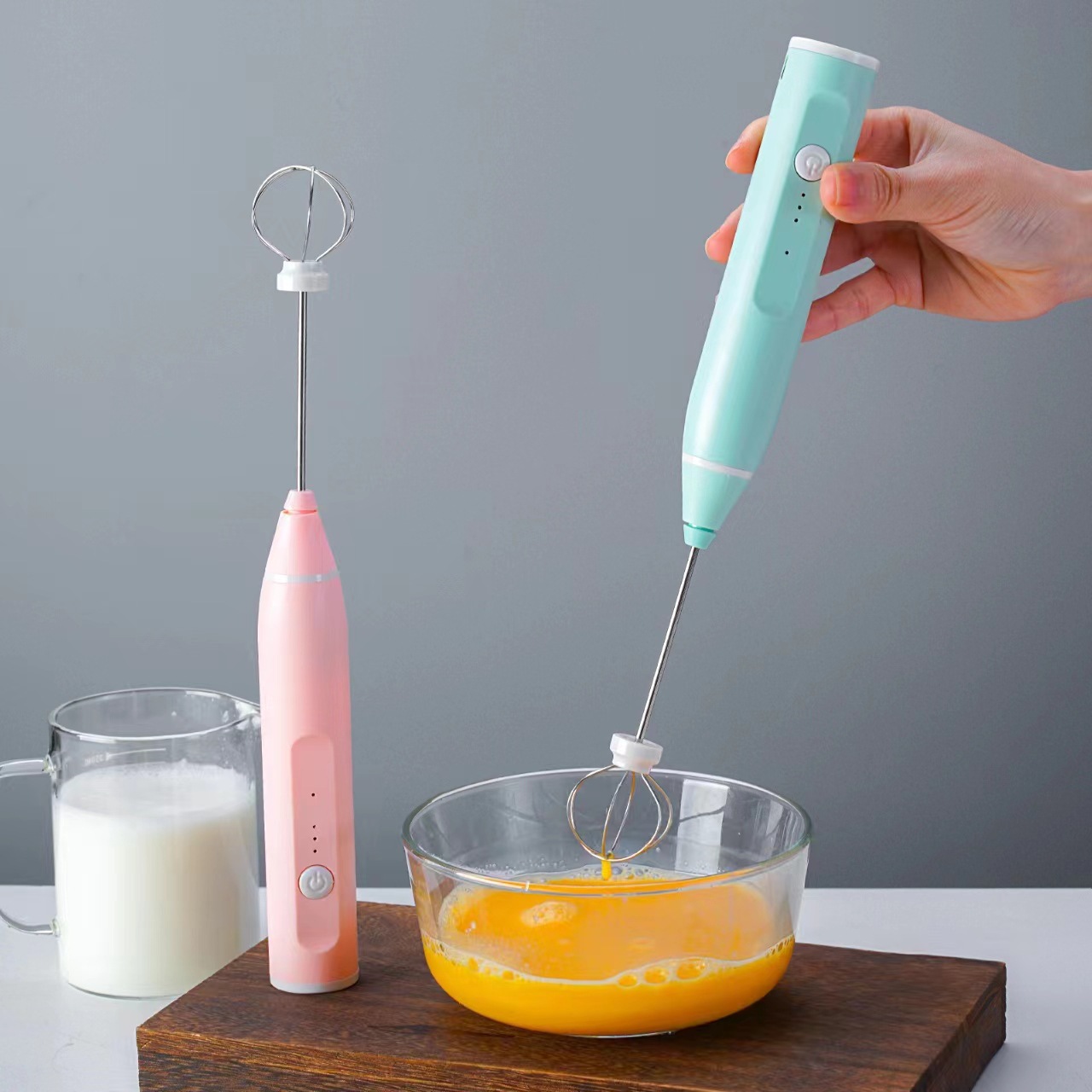 Elektrischer Handmixer, Edelstahl, Mini tragbar für Eier und Getränke