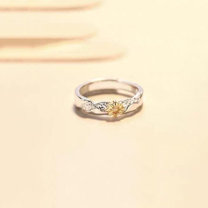 Sun and Moon couple rings, adjustable