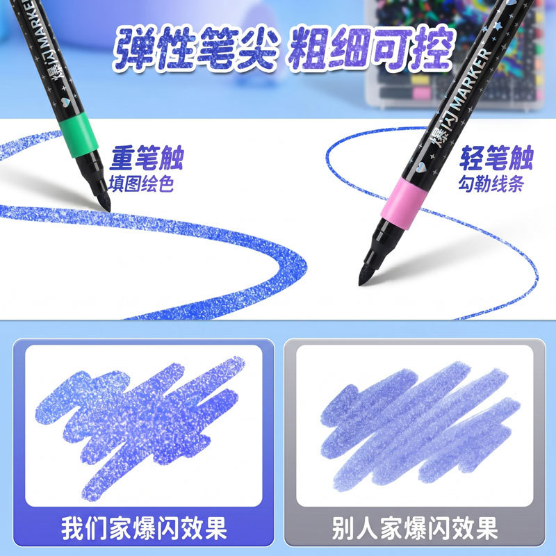 Flashy Marker Pens Student Set Multicolor