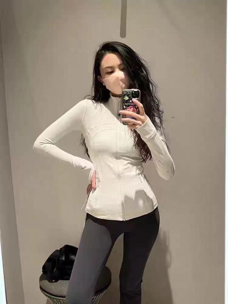 Yoga ceketi, çift taraflı fırçalı, nylon, uzun kollu