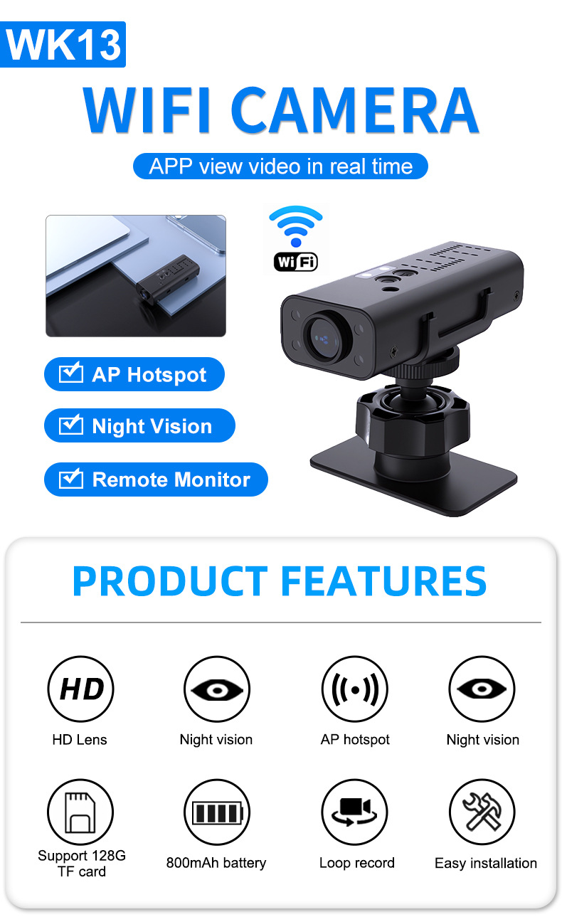 Security camera WiFi, WK13, night vision, smart home