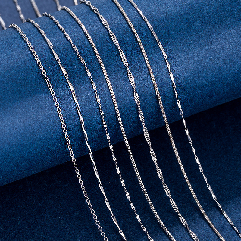 Silver plated neck chain, thin collarbone necklace