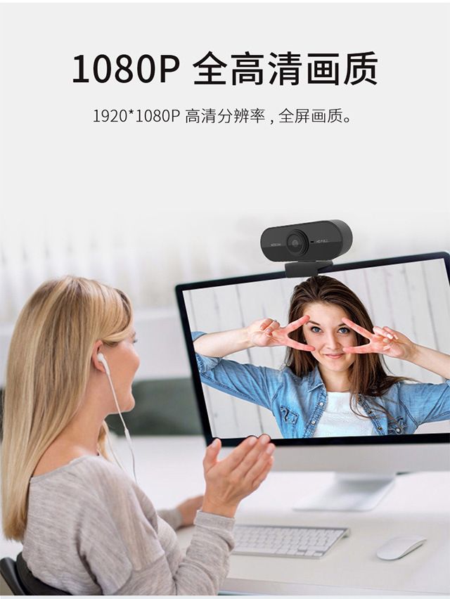 Computer camera, USB, built-in microphone, video conferencing