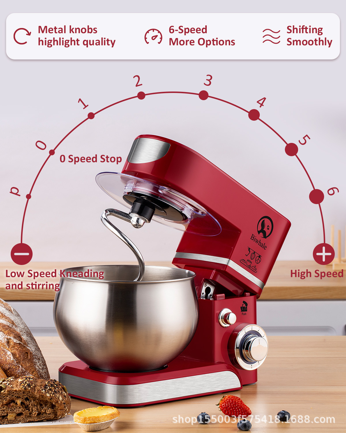 Multifunktionaler Standmixer mit Teigkneter und Eierschläger