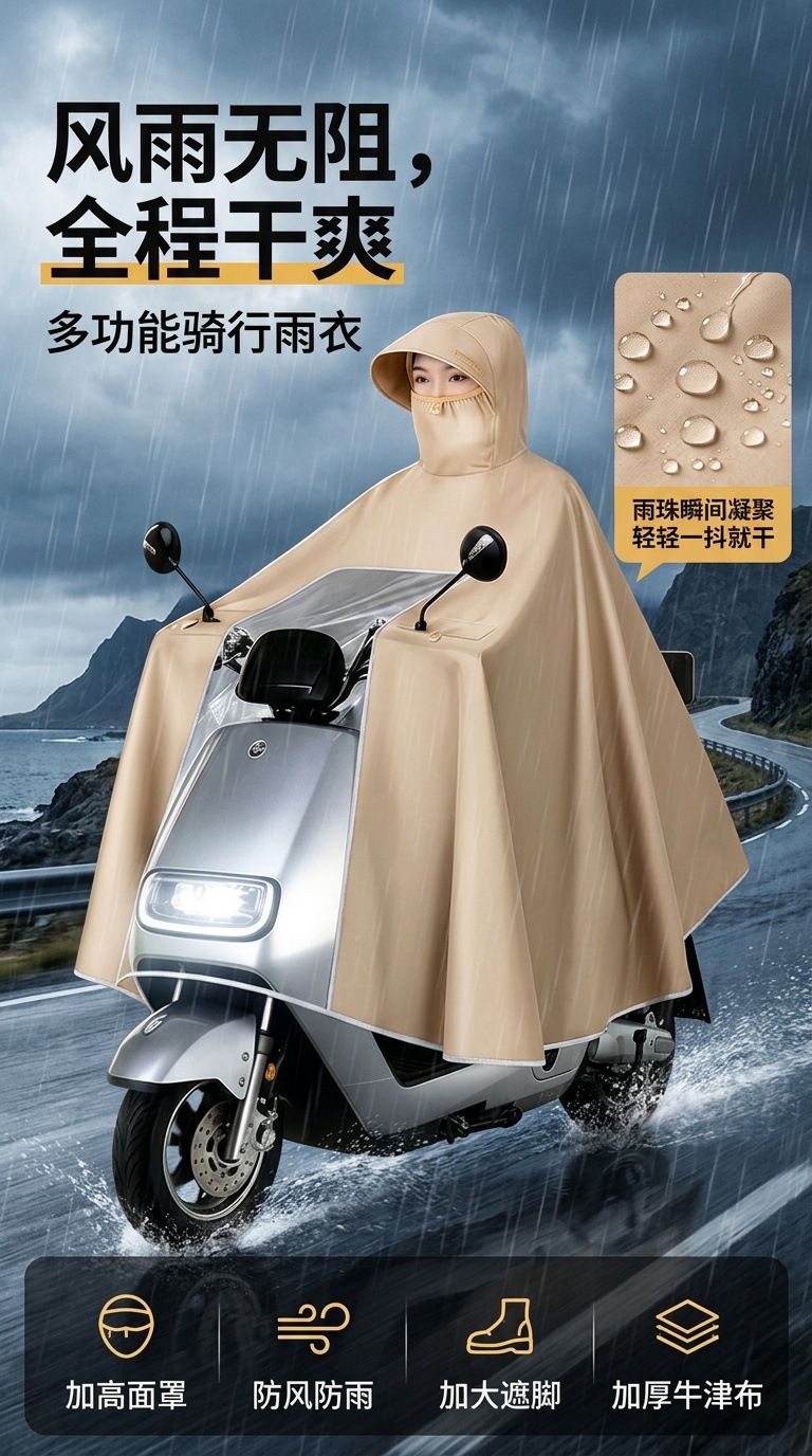 Damen Elektromobil-Regenmantel, vollständiger Regenschutz