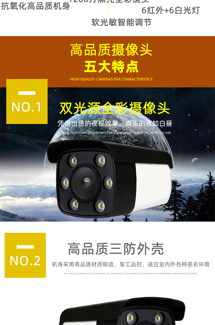 1296P POE Network Camera, Dual Light Source, Ultra HD, Kit with Monitor