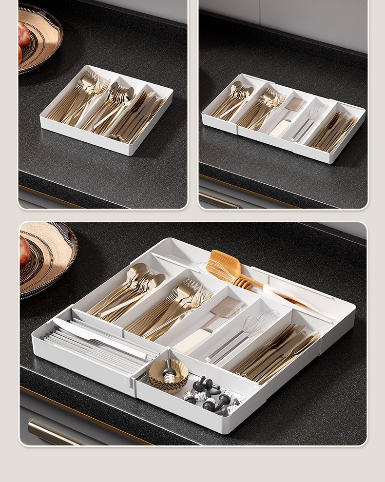 Extendable Drawer Organizer with Kitchen Compartments