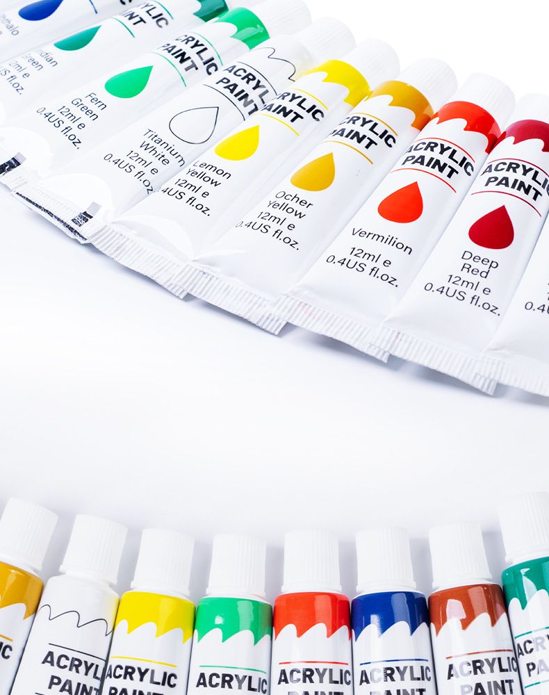 Akrilik boya seti 12 ml, çocuk çizim, DIY yumuşak tüp