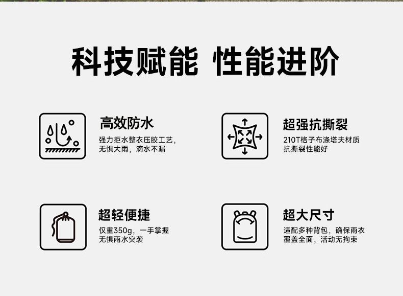 户外探险斗篷雨衣登山徒步成人防暴雨带袖雨披多功能便携超轻量化