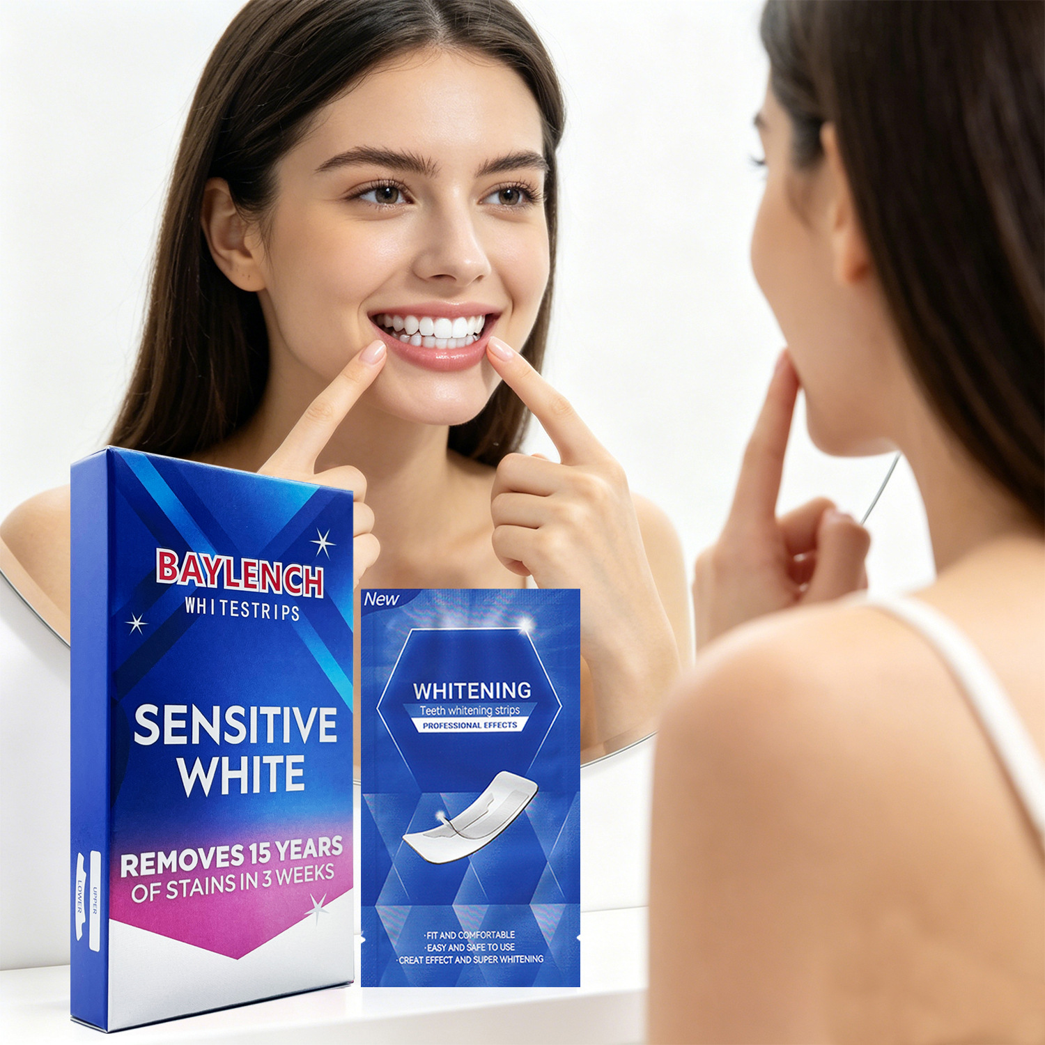 PROWHITE PAP teeth whitening dry strips, high adhesion, no residue
