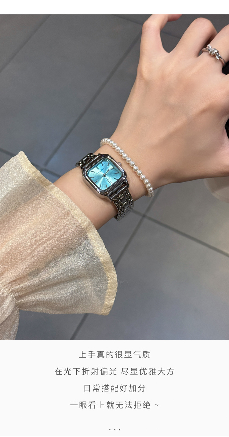 Quadratische Damen-Quarzuhr im Vintage-Stil