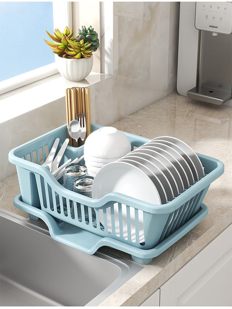 Draining dish rack kitchen storage shelf