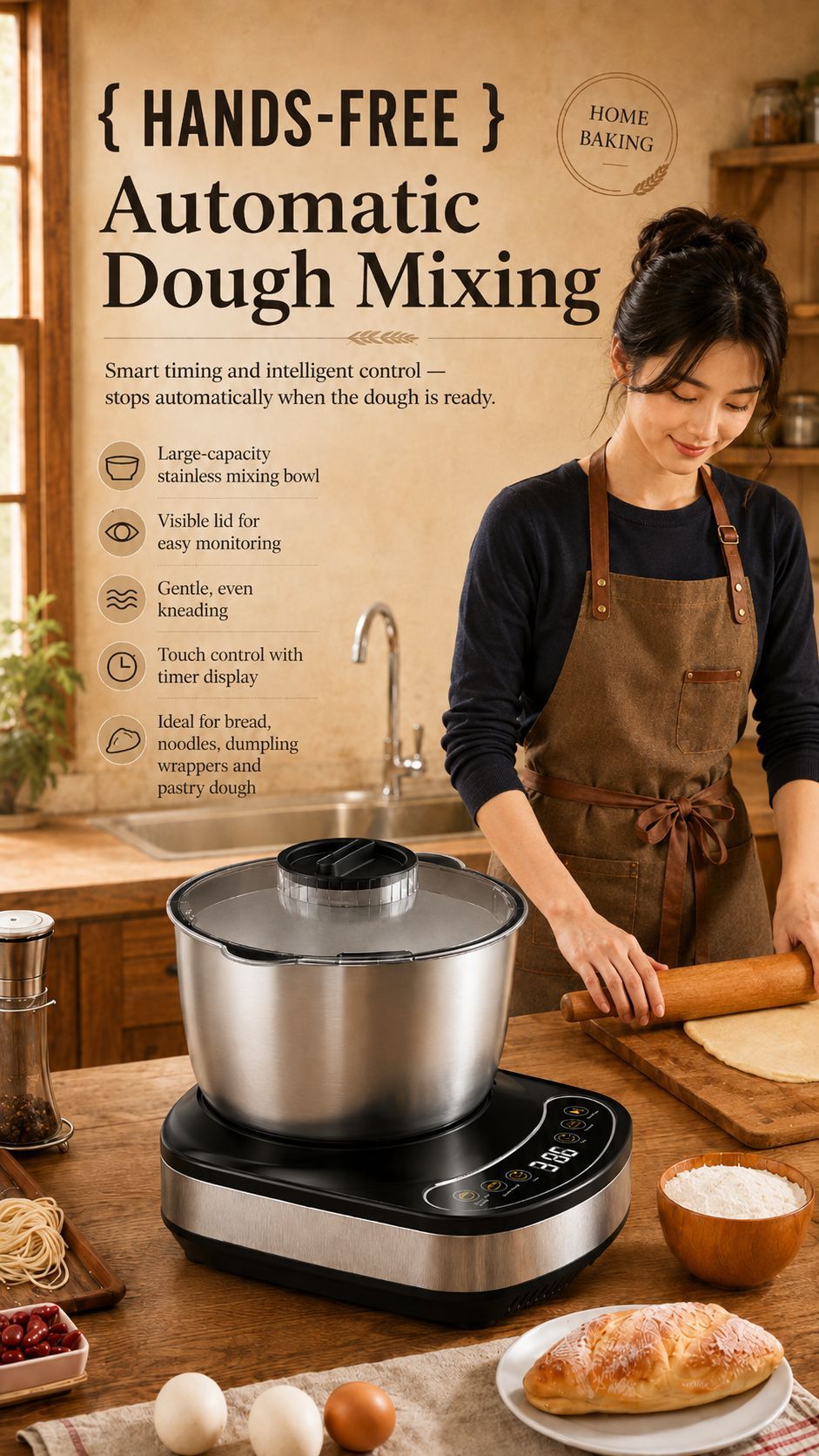 Automatic 5L dough mixer with fermentation function