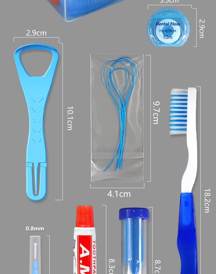 Portable oral care set toothbrush dental floss