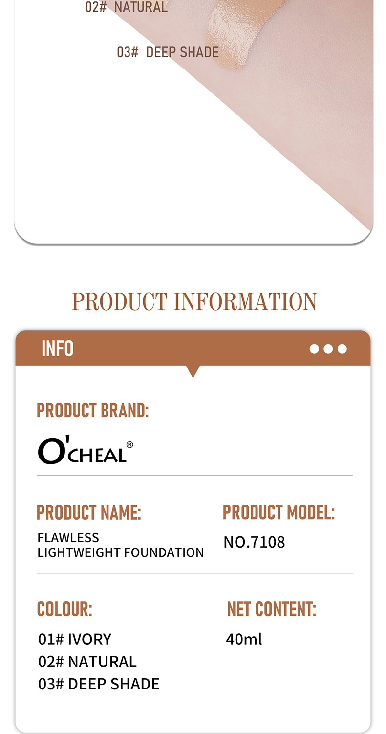 OCHEAL liquid foundation, natural flawless with sponge
