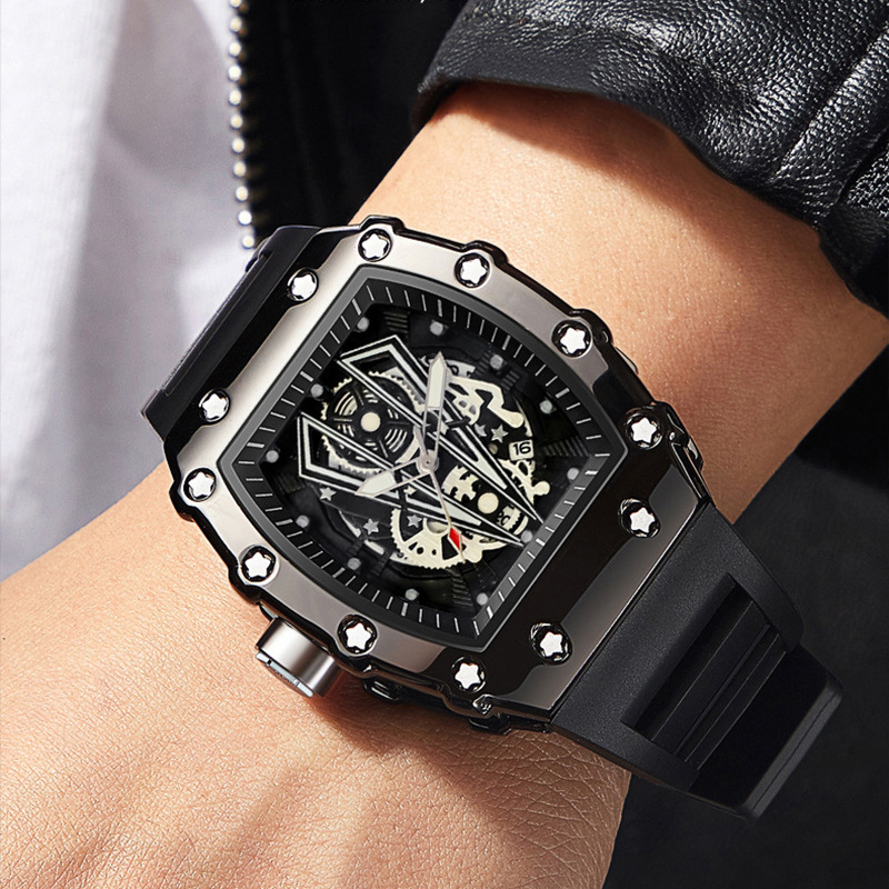 ZIDO Quarzuhr Herren, Sportmodell, Fassform, durchbrochenes Design