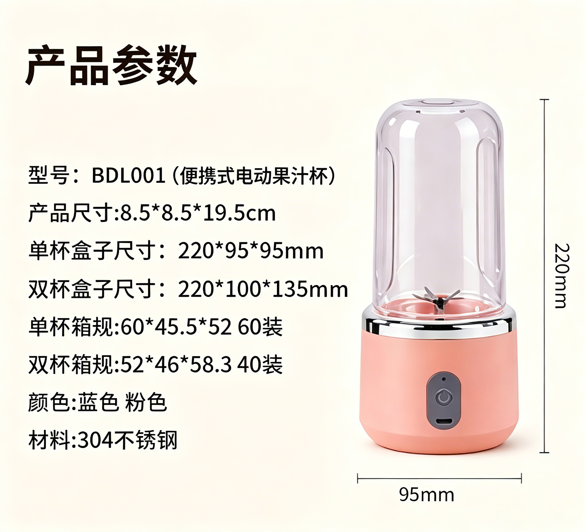 USB rechargeable portable blender, mini wireless juice cup