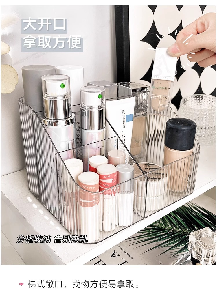 Transparent cosmetics storage box, desktop organizer