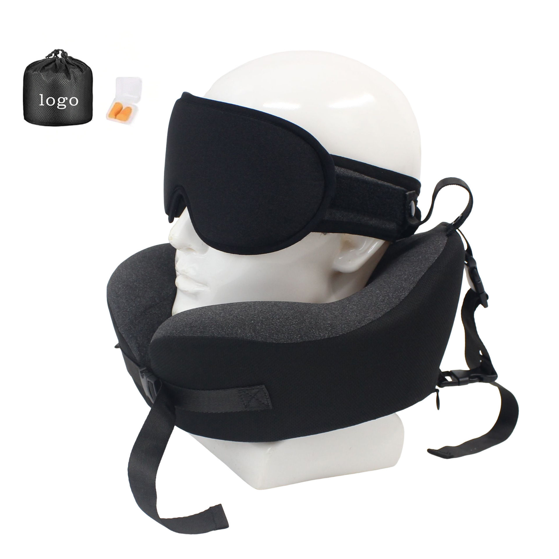 Bellek köpüğü boyun yastığı ve göz maskesi, 2 in 1, seyahat