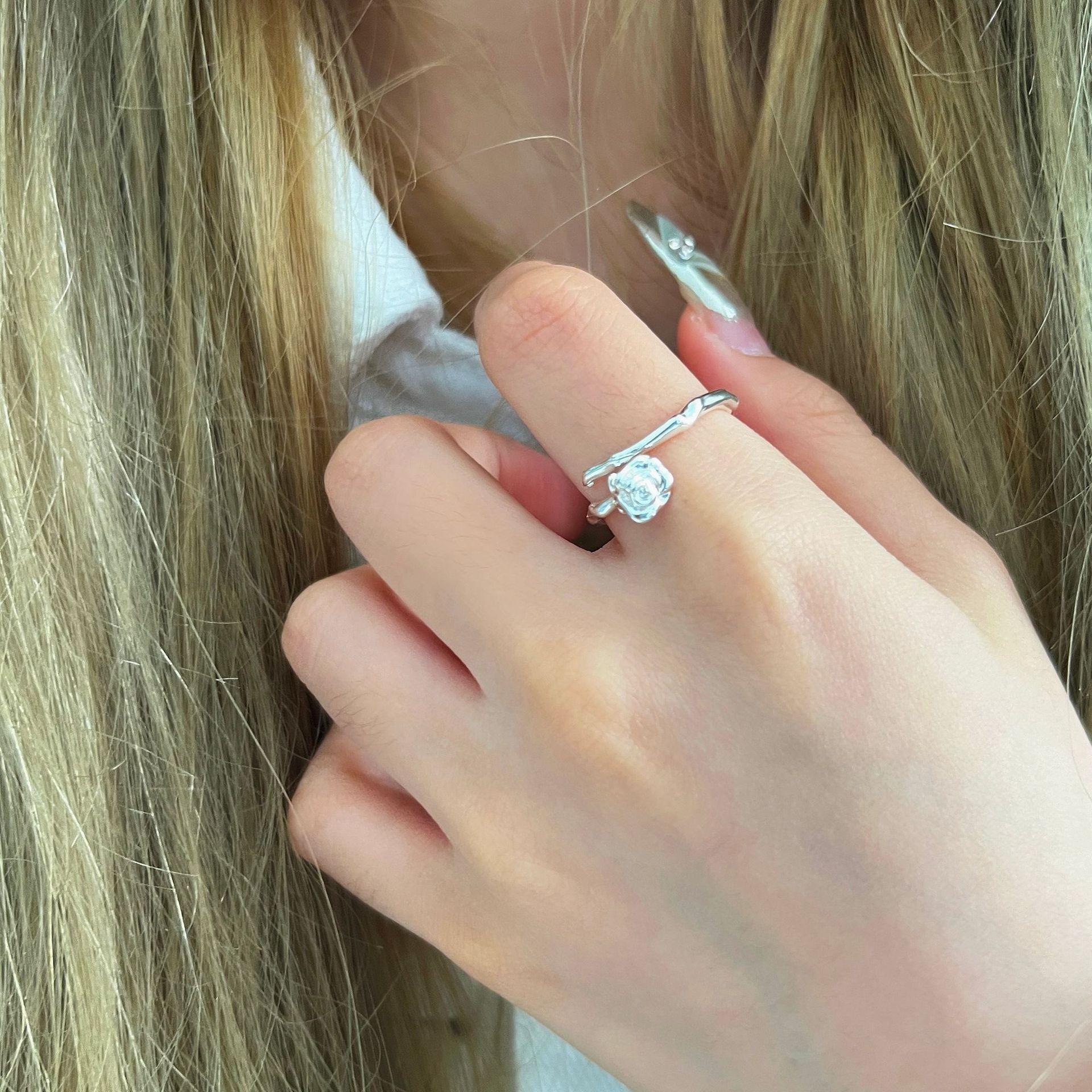 S925 Sterling Silber Doppelherz-Ring offenes Design