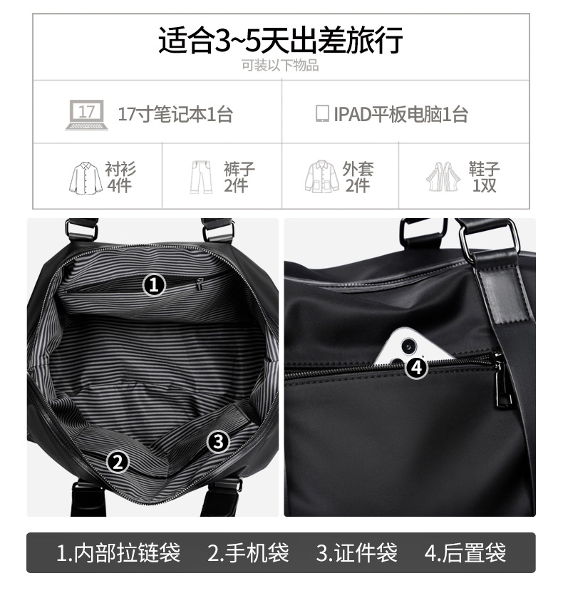 Waterproof travel bag, shoulder strap, fabric