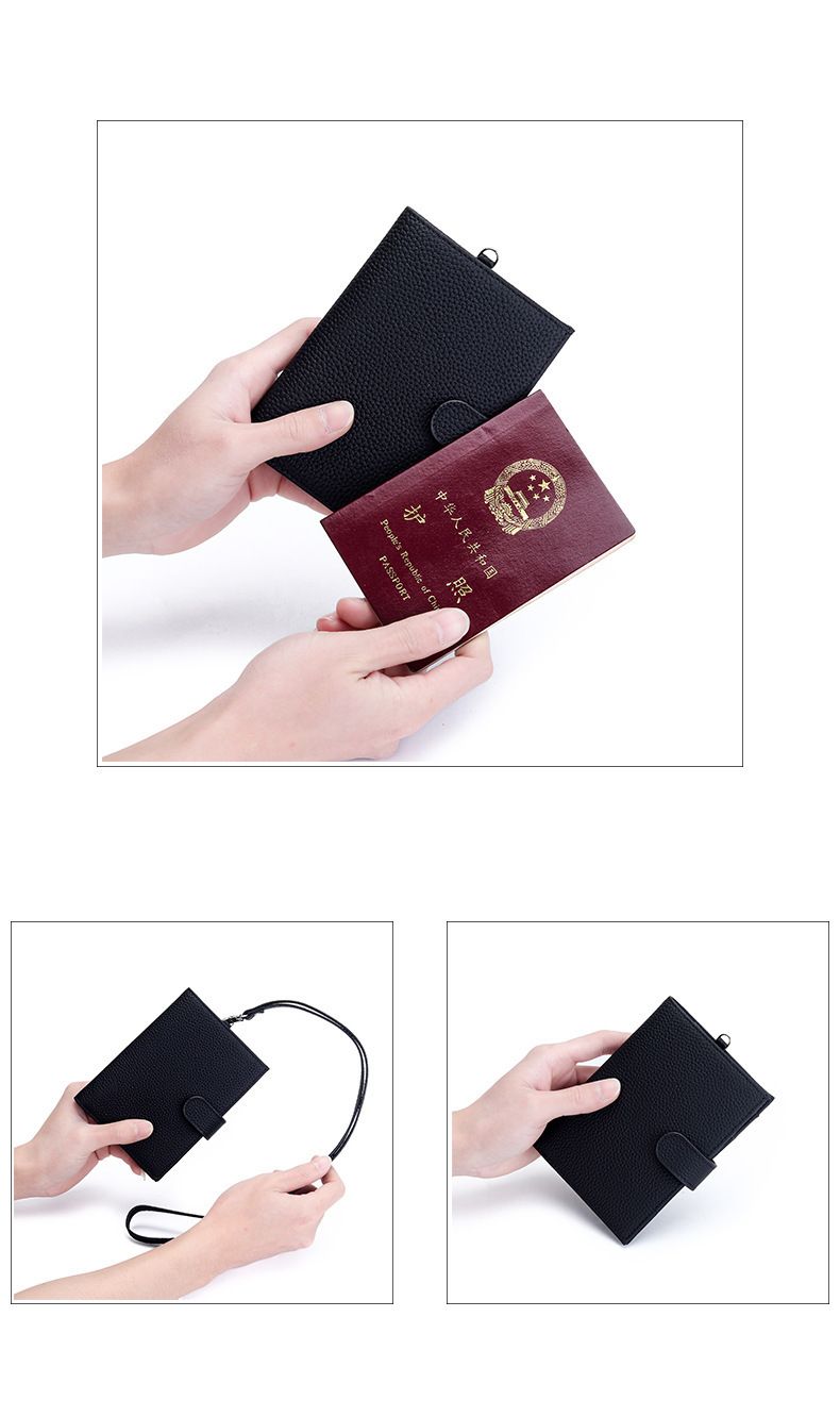 挂脖护照保护套证件收纳包真皮卡包随身旅行便携护照机票夹手拿包