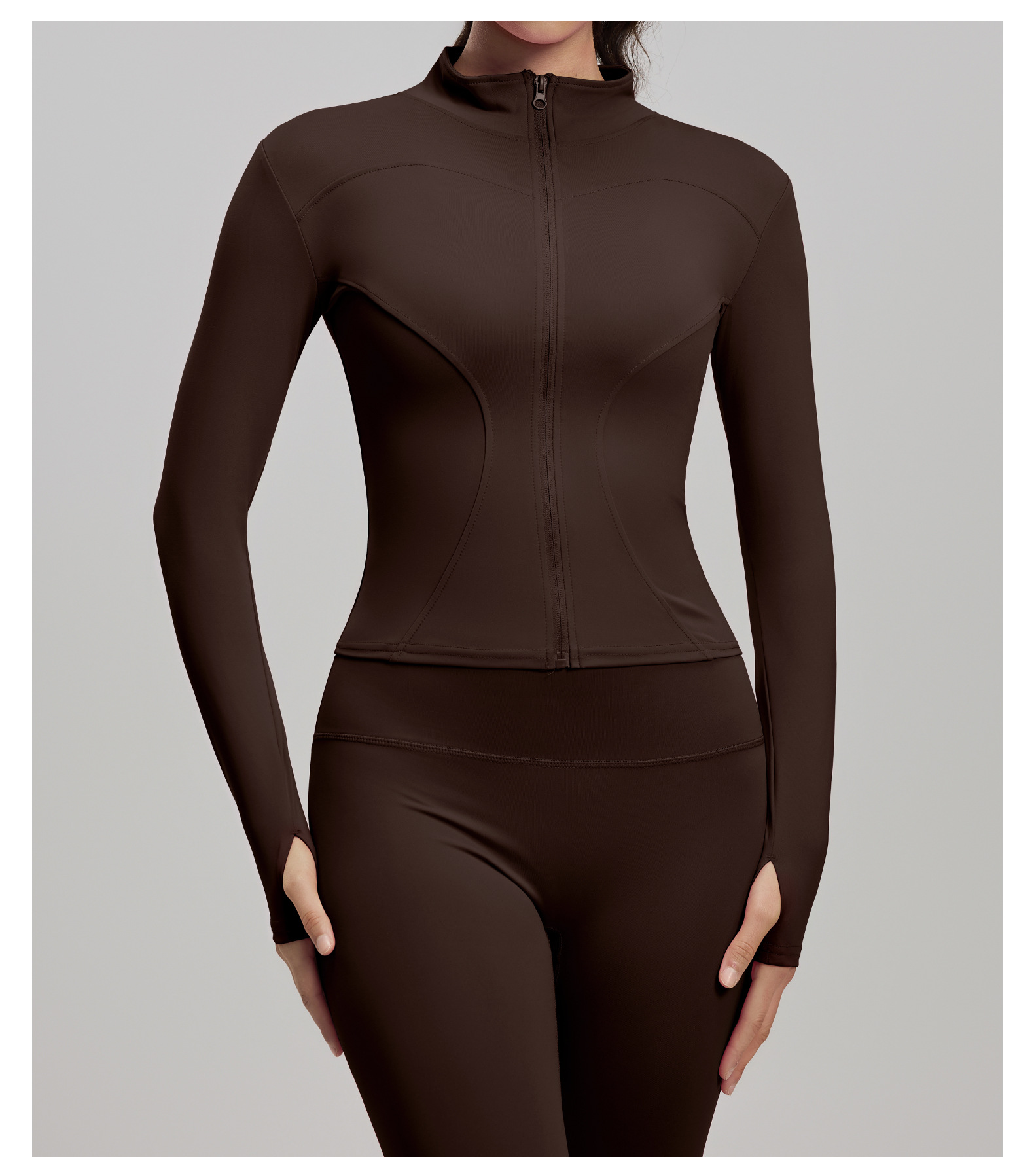 Yoga jacket, slim fit, stand collar, sports training