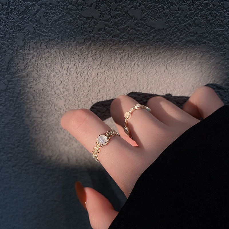 Vintage Perlenring-Set für Damen im minimalistischen Stil