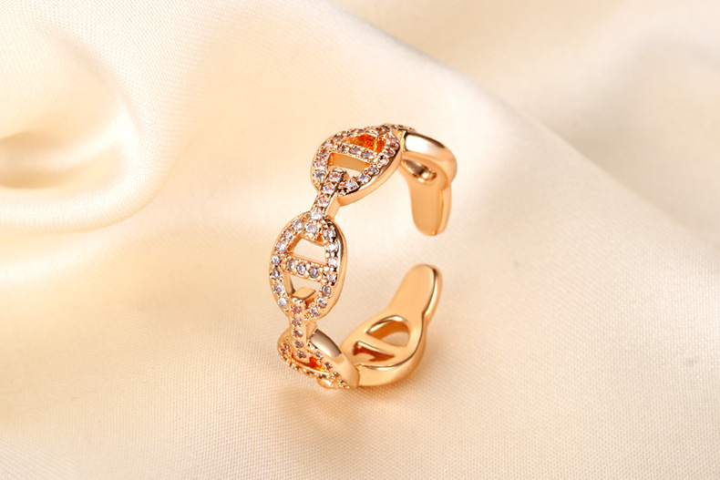 Gold-plated pig nose ring, full diamond set