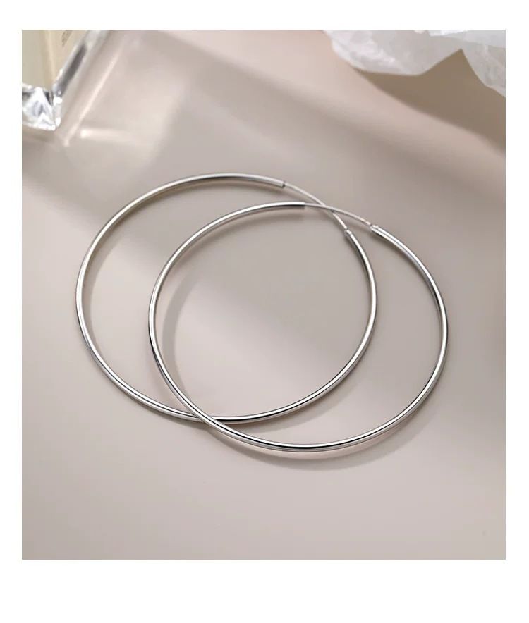 Minimalist silver large circle earrings elegant design