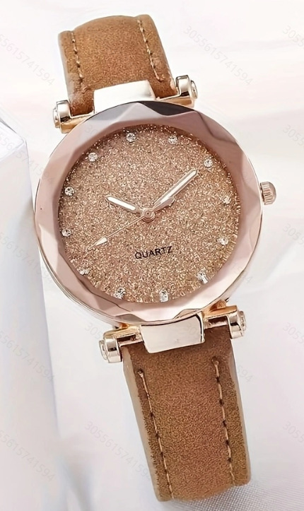 Damen-Quarzuhr mit Sternenhimmel-Design und Glitter