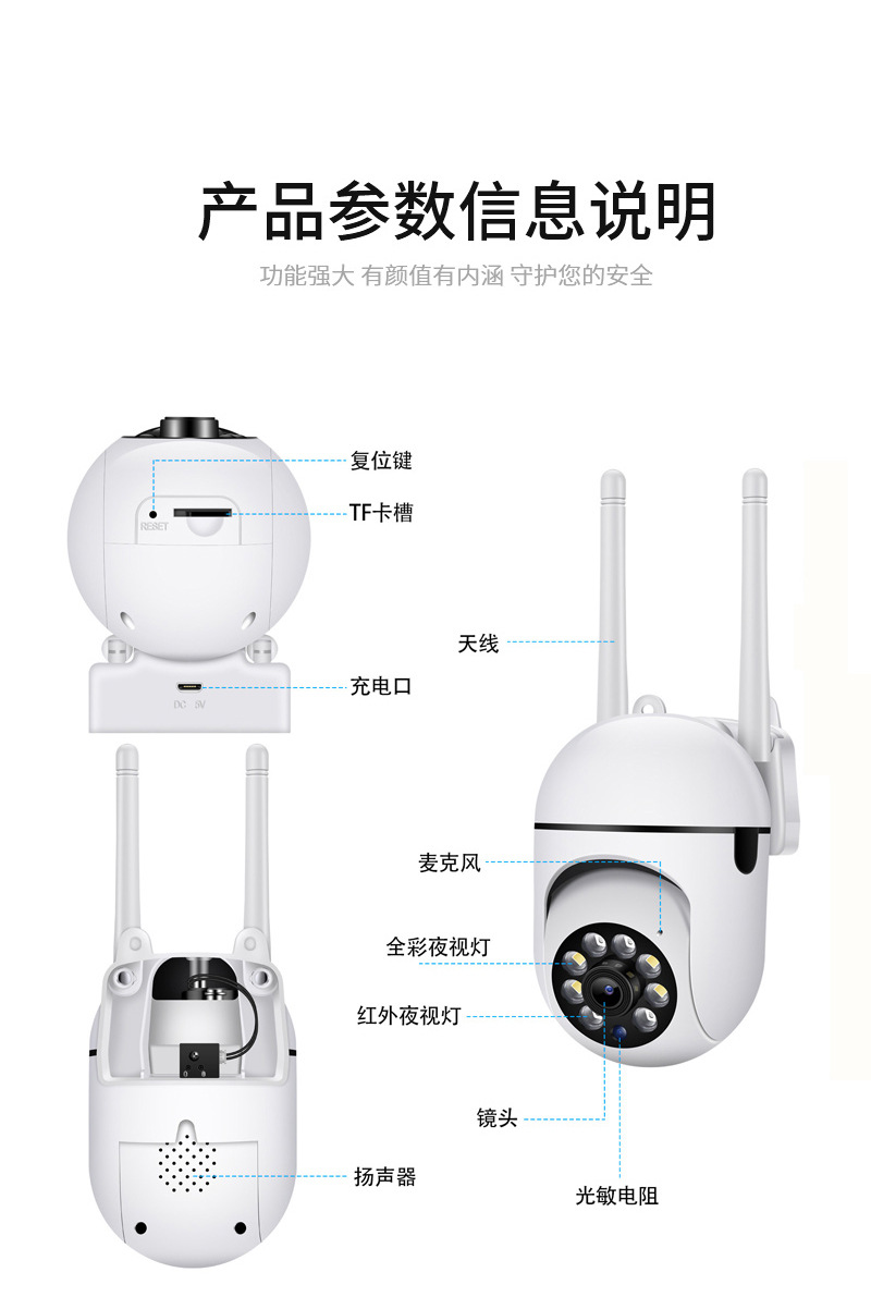 A7 security camera, two-way audio, full color