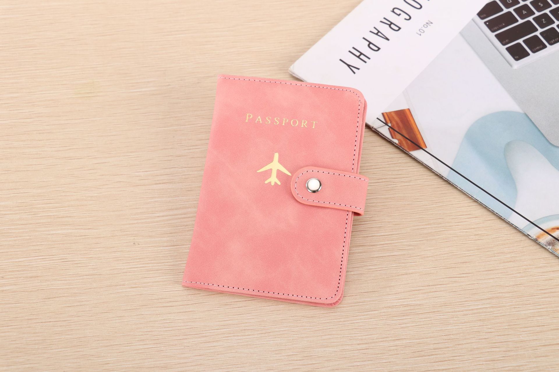 PU leather passport wallet, document storage, multi-card