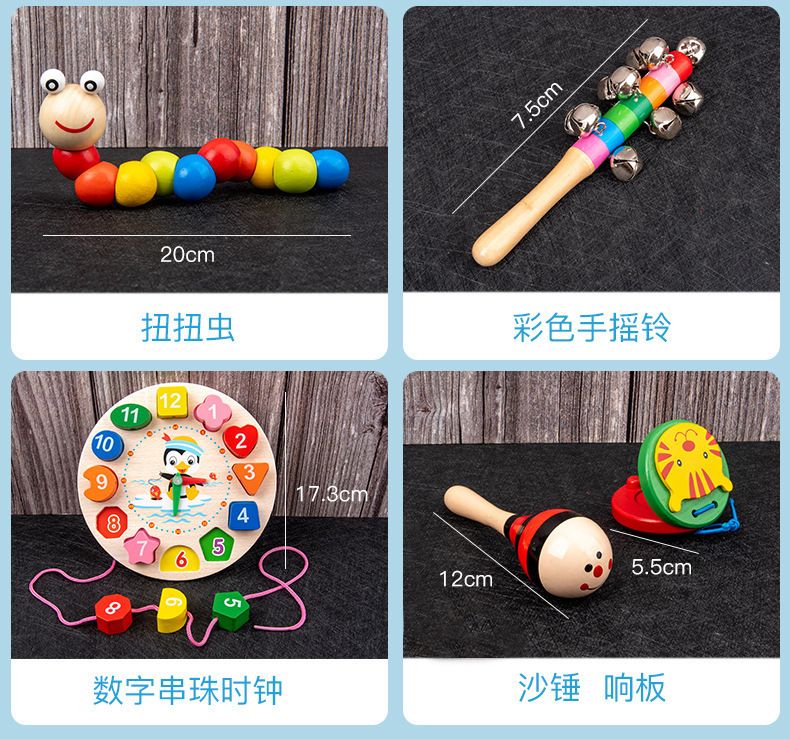 Holz-Lernspielzeug-Set mit Xylophon und Perlen für Babys