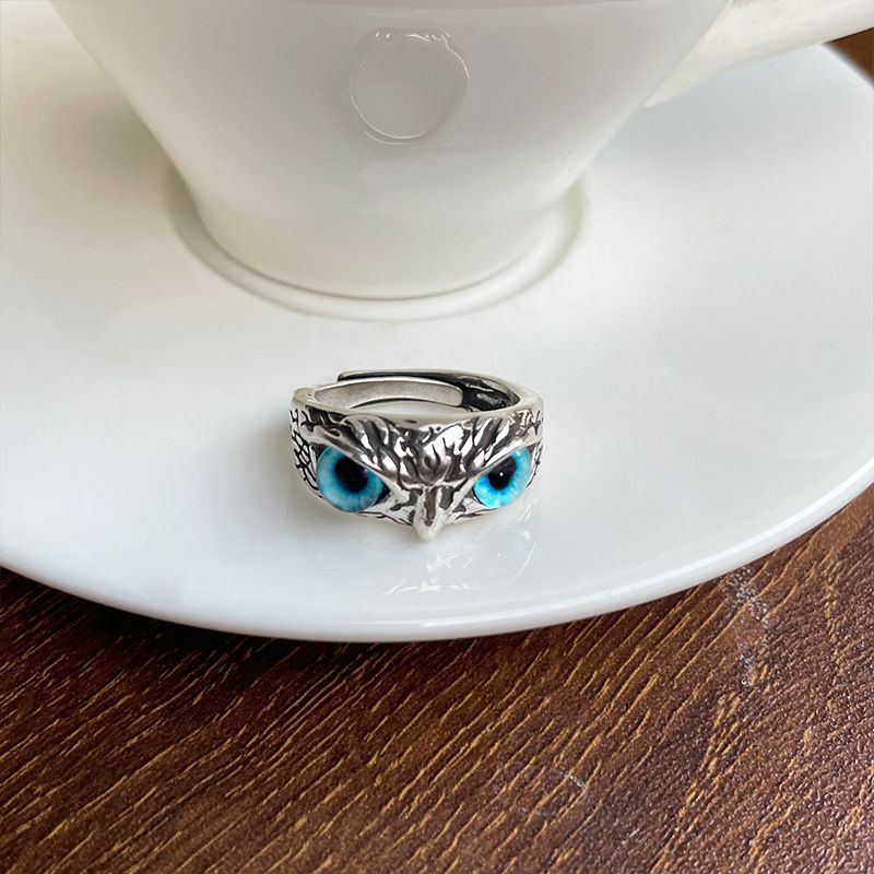 925er Silber Eulen-Ring Vintage-Stil Designer