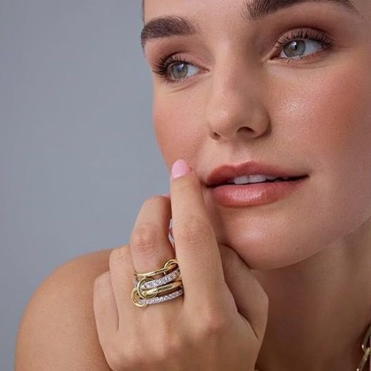 Titan-Stahl Kubikzirkonia-Ring, 18K Gold und Silber